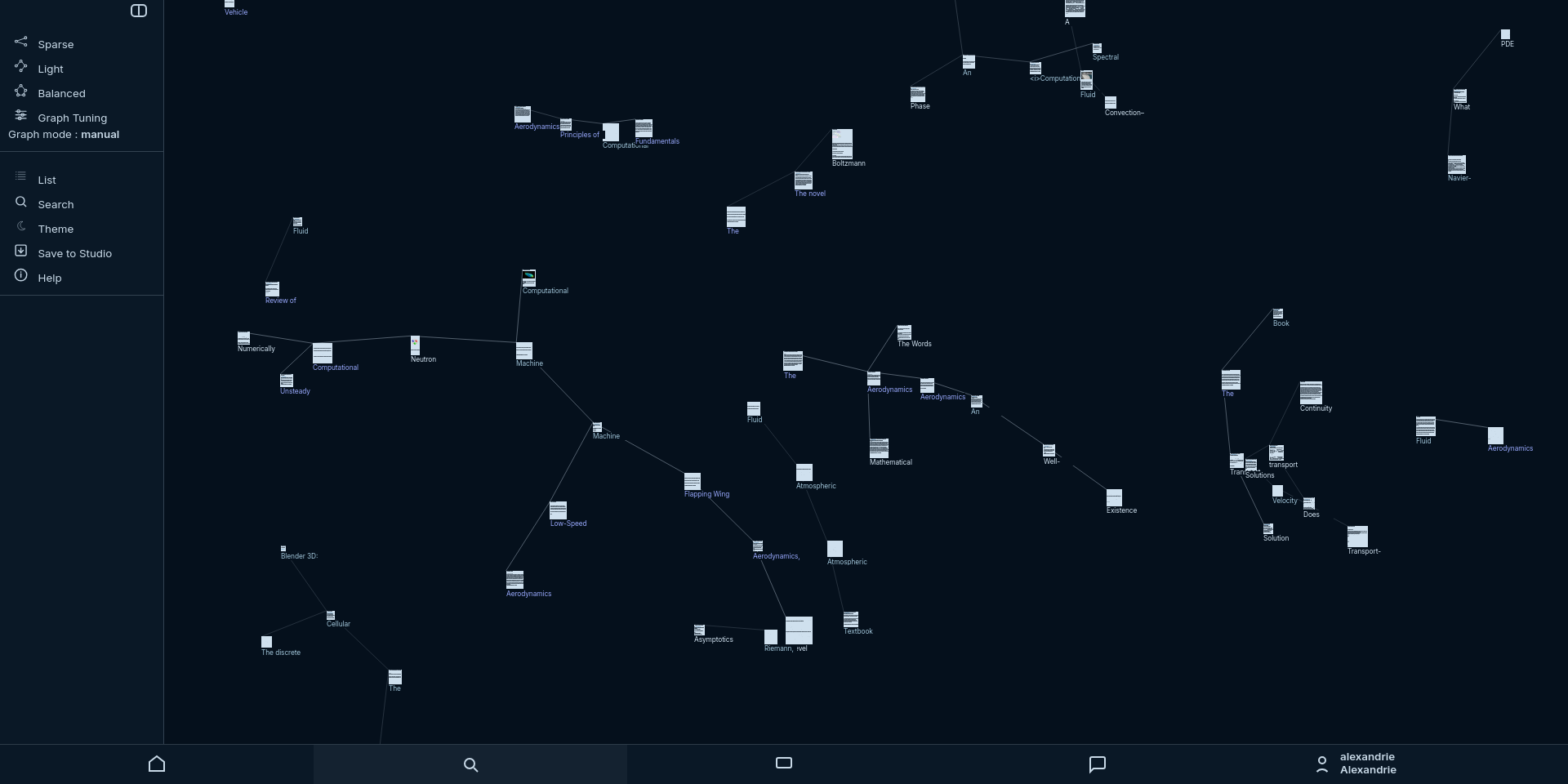 A wide, zoomed-out Alexandrie map showing many knowledge cards and their connections at once